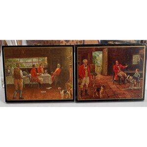 Vintage Wooden Plaques With English‎  Scenes